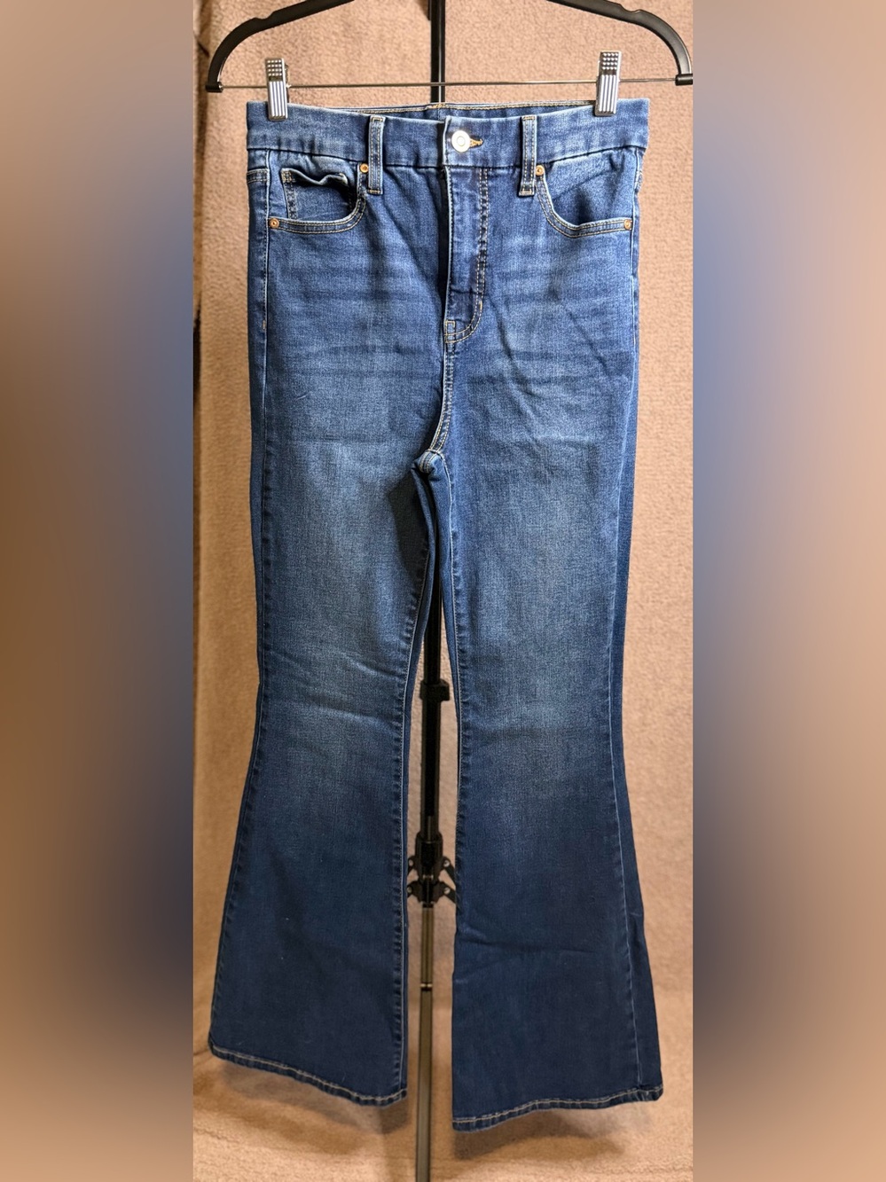 BCBGeneration High Rise Curvy Flare Jeans Size 5/27 Blue Stretch Denim